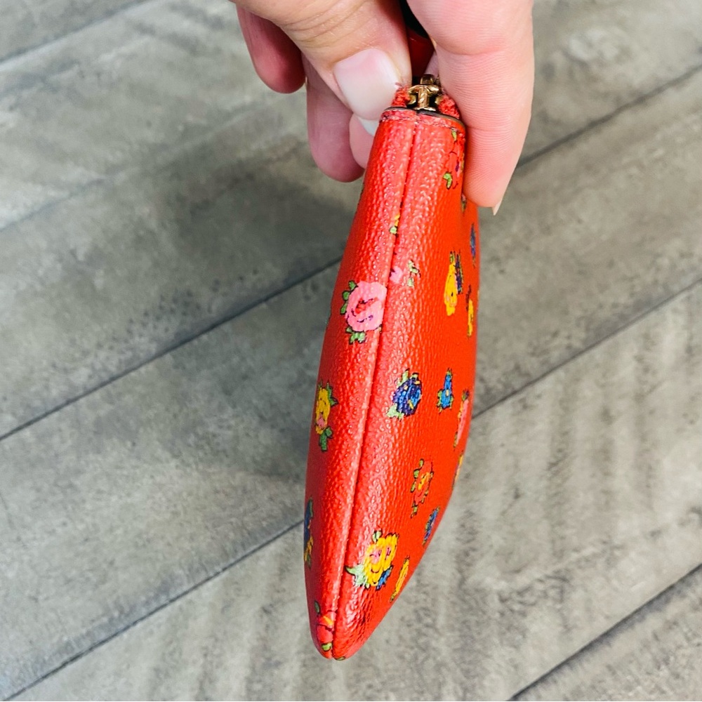 Coach Corner Zip Wristlet “Mini Vintage Rose Print" Clutch - Picture 7 of 9
